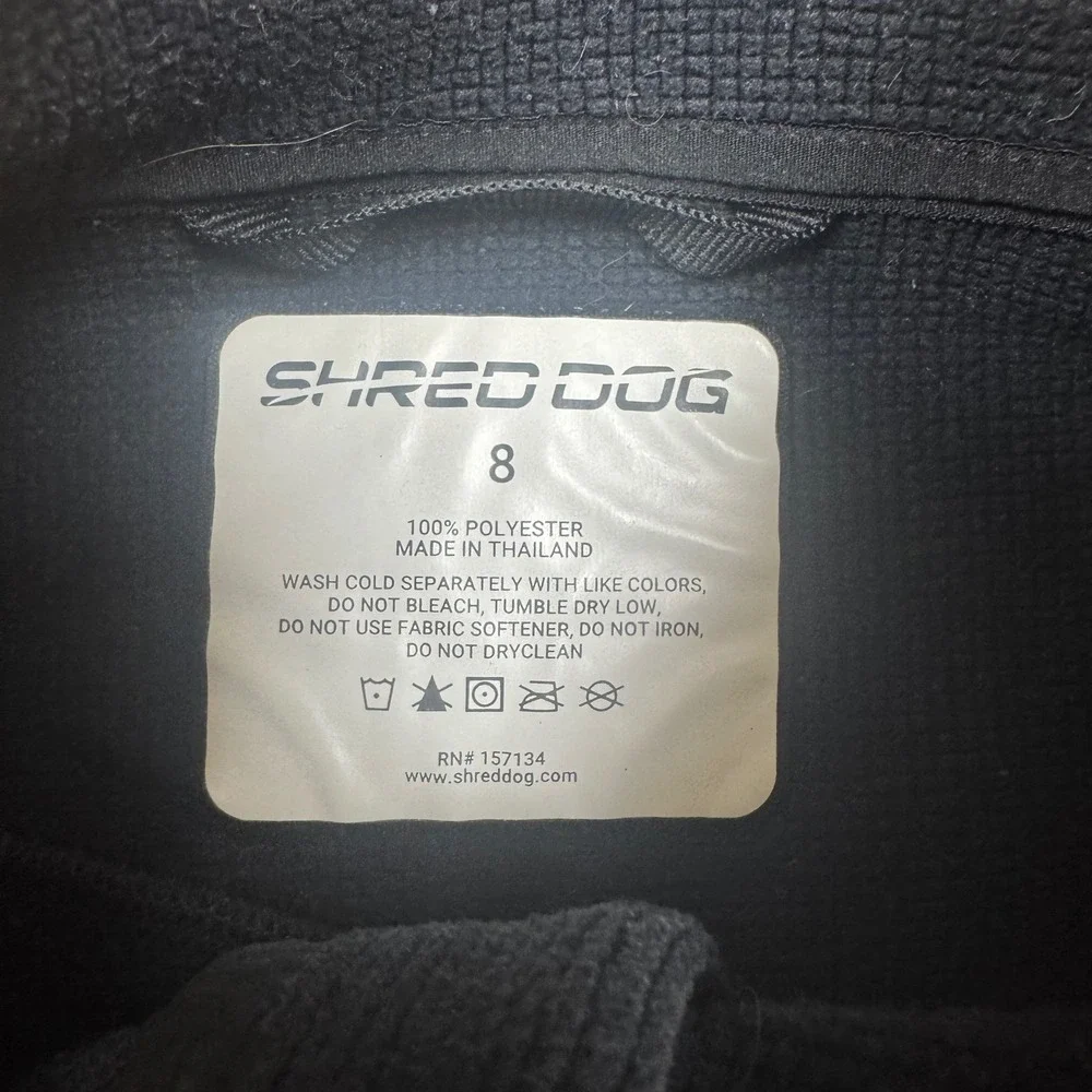 Shred Dog Black Zip Up softshell Jacket Kids Size 8 Polyester snow‎ ski